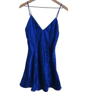Frederick's of Hollywood Womens Sz S Royal Blue Vintage Satin Strappy Nightie